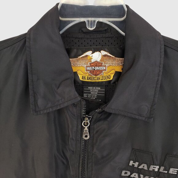 Vintage Harley-Davidson Bomber Jacket With Embroidered Logos Zip Pockets Mens M - Picture 4 of 12